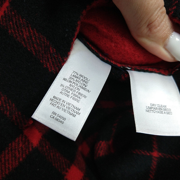Jones New York Reversible Jacket Coat Size M Red Plaid Retro Style Wool Blend - Picture 8 of 8